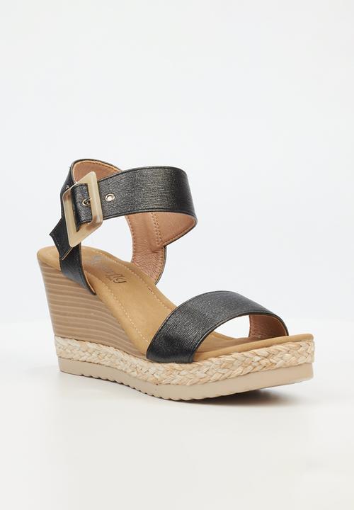 Butterfly Feet Ladies Sandals Butterfly Feet Avery 5 Wedge Black