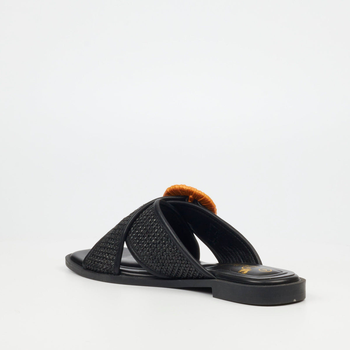 Butterfly Feet Ladies Sandals Butterfly Feet Dorey 3 Raffia Flat Sandals – Black