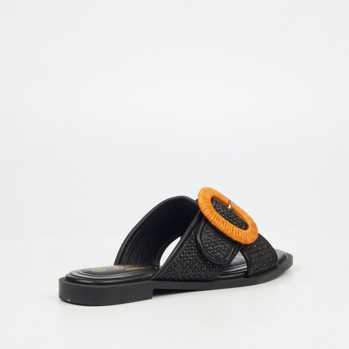 Butterfly Feet Ladies Sandals Butterfly Feet Dorey 3 Raffia Flat Sandals – Black