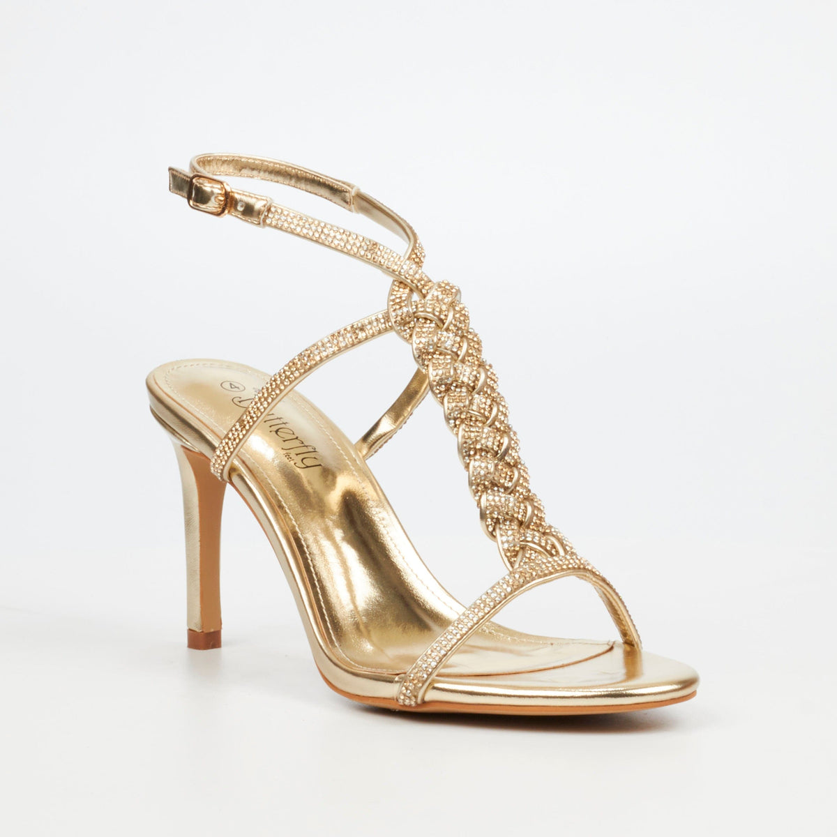 Butterfly Feet Ladies Shoes Butterfly Feet Dione 1 Faux Leather High Heels – Champagne