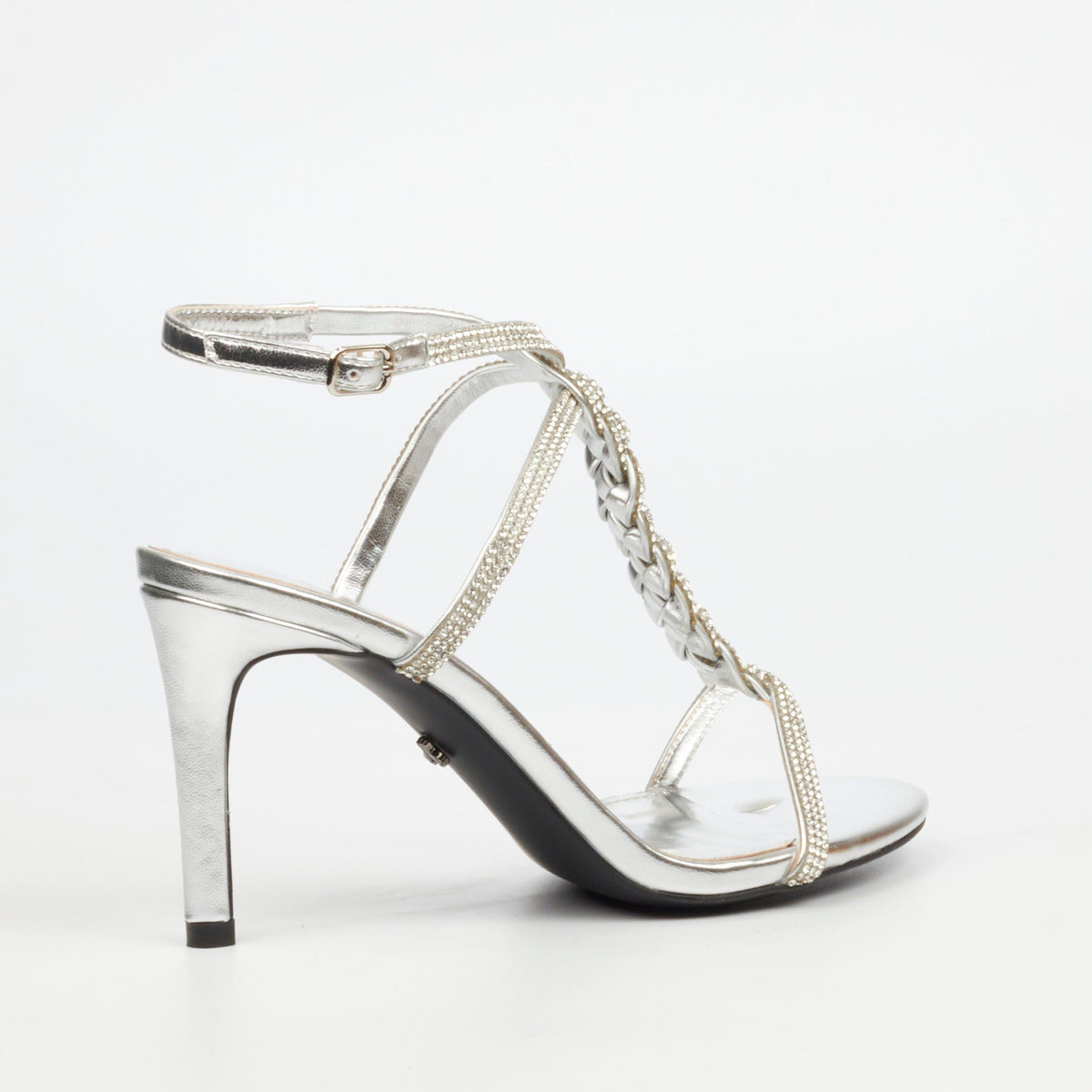 Butterfly Feet Ladies Shoes Butterfly Feet Dione 1 Faux Leather High Heels – Silver