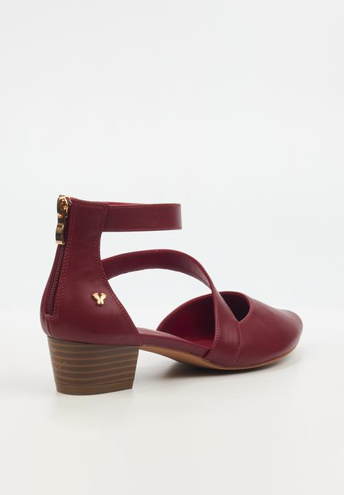 Butterfly Feet Sandals Butterfly Feet Women's Sling 9 Block Heel Red (7790310785113)