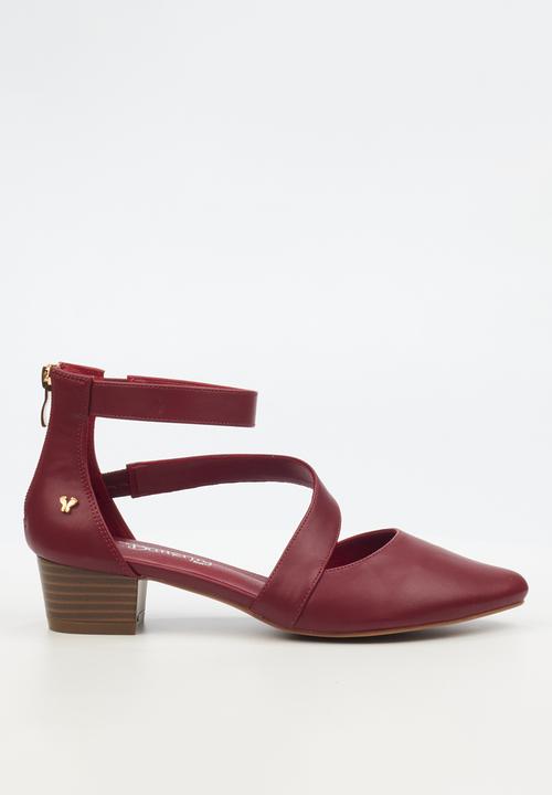 Butterfly Feet Sandals Butterfly Feet Women's Sling 9 Block Heel Red (7790310785113)