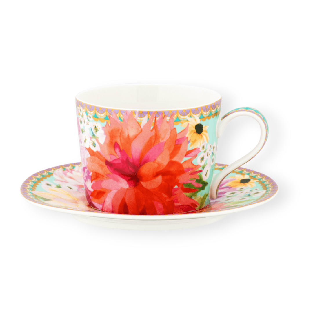 Maxwell & Williams MUGS Maxwell & Williams Dahlia Daze Cup & Saucer 240ML Sky 240ml HV0334 (7184862543961)