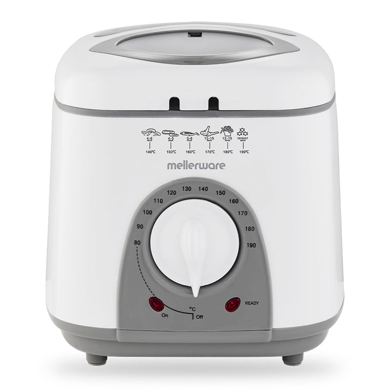 Mellerware Deep Fryer Adjustable Temperature Plastic White 1L 950W Frymaster 27101