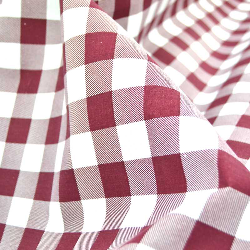 material Upholstery Fabrics PTD Polycotton Gingham Maroon 235w (4703830573145)