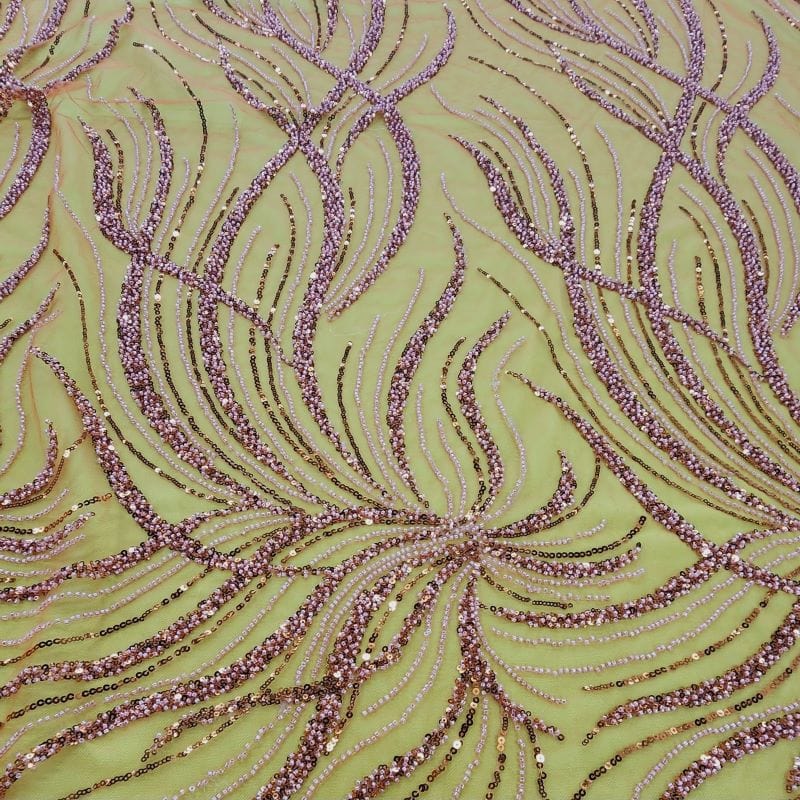 BRIDAL LACE Dress Fabrics Kenzi Beaded Lace Rust Fabric 130cm (7478105800793)