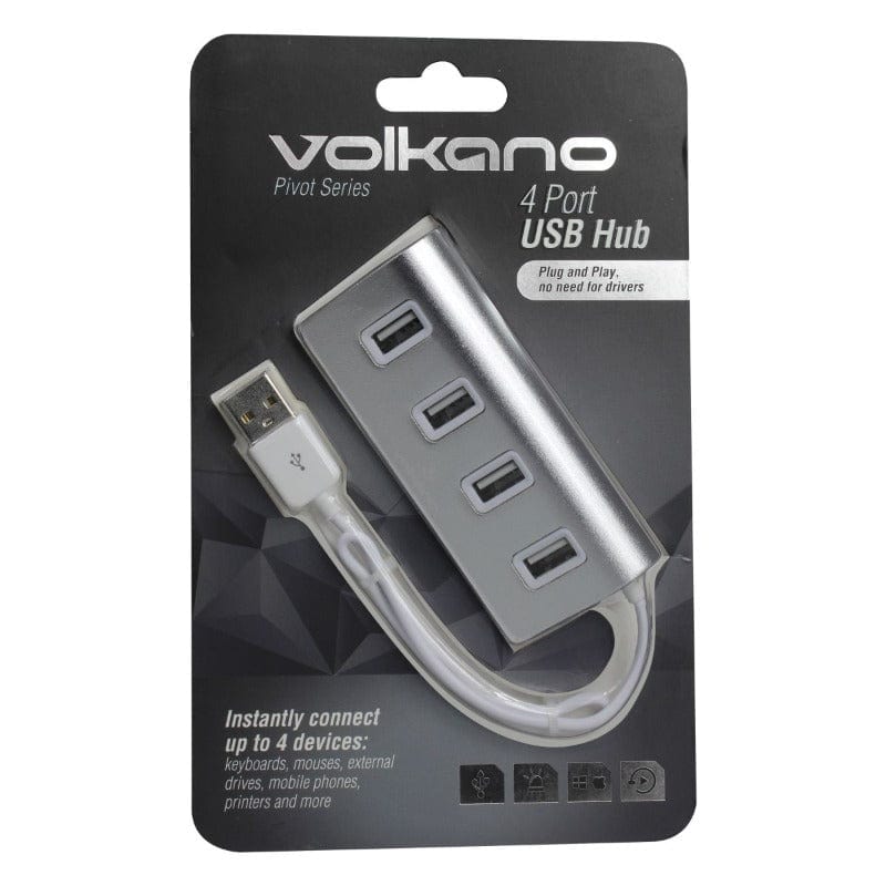 Volcano USB Hub Volkano Pivot Series 4-Port USB Hub Silver VK-20011-SL (7713722073177)
