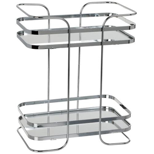 Stainless Steel Pot Holder 2-Tier Mirrored Vanity Tray Silver (7297268809817)