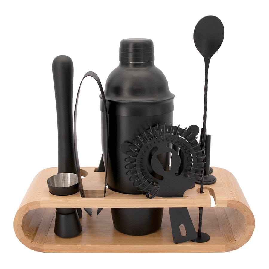 Regent Wine Bottle Regent 12 Piece Bar Butler Cocktail Bar Set Matte Black Caddy 12 Piece 73051