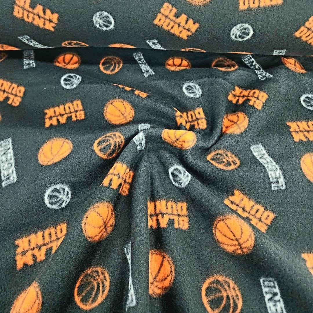 Fleece Dress Fabrics Printed Fleece Fabric Basket Ball 150cm (7288943771737)