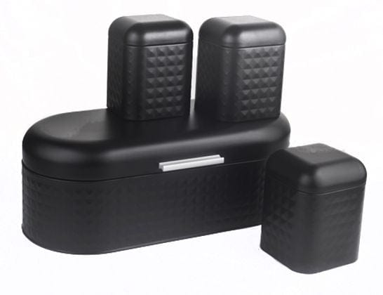 Continental Homeware CANISTER Continental Homeware Diamond Bread Bin with 3Pcs Canisters Black CH855 (7305515892825)