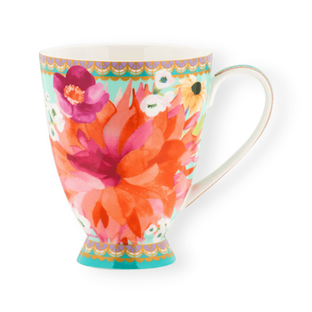 Maxwell & Williams MUGS Maxwell & Williams Dahlia Daze Footed Mug 300ML Sky 300ml HV0338 (7184861593689)