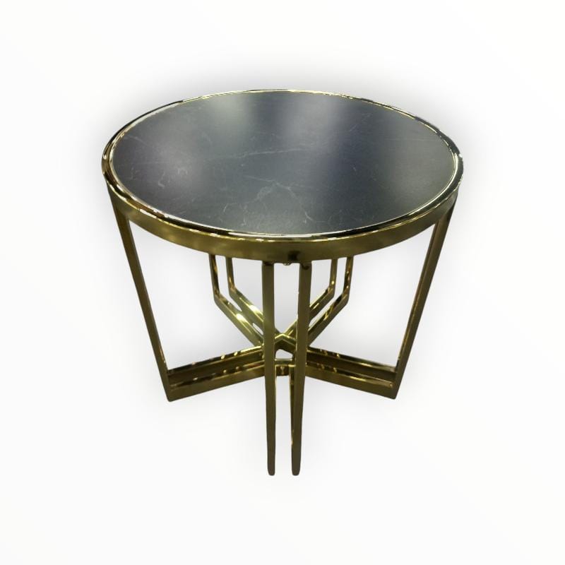 Red Rooster SIDE TABLE GOLD/BLACK Sintered Stone Top Polished Side Table (7817902358617)