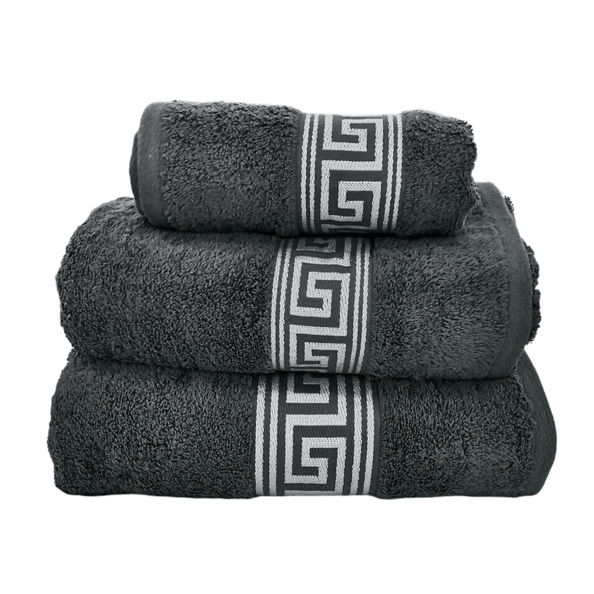 SIMON BAKER TOWEL Simon Baker Greek Key Towels Grey 600GMS (7725673873497)