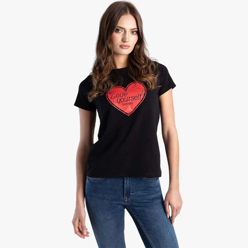 Sissy Boy T Shirt Sissy Boy Shining Heart Multi Technique Logo Top Black (7811843489881)