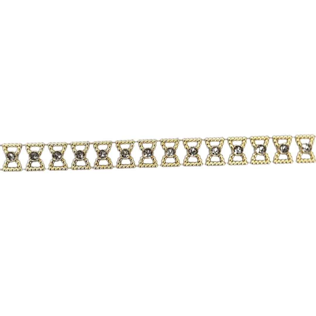 TRIMMINGS HABBY Plastic Diamante Trimming Hour Glass Gold (7681933410393)