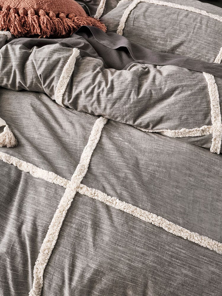 Linen Language Duvet Cover Queen Linen House Black Lyndon Duvet Cover Set (2061843333209)