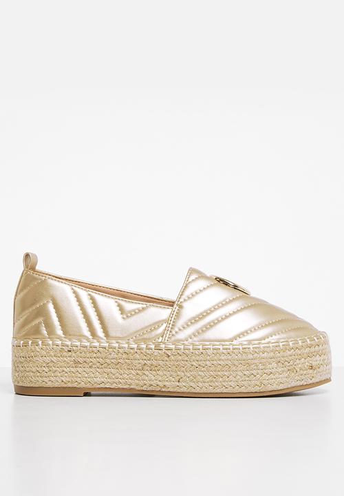 Sissyboy Ladies Shoes Sissyboy Ladies Quilted Espadrille Gold Shoes (7348233535577)