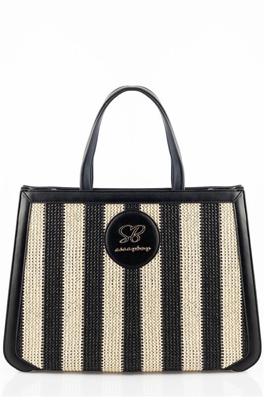 Sissyboy Handbag Sissy Boy Long For You Woven Parallel Striped Tote With Hardware Branding (7782980026457)