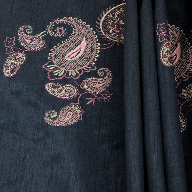 material Curtaining Fabric Crystal Organza Paisely Black All Crystal Organza Paisely (6559766052953)