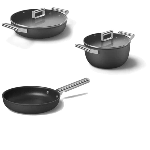 smeg FRYING PAN Smeg 5 Piece Cookware Set Black (7800294047833)