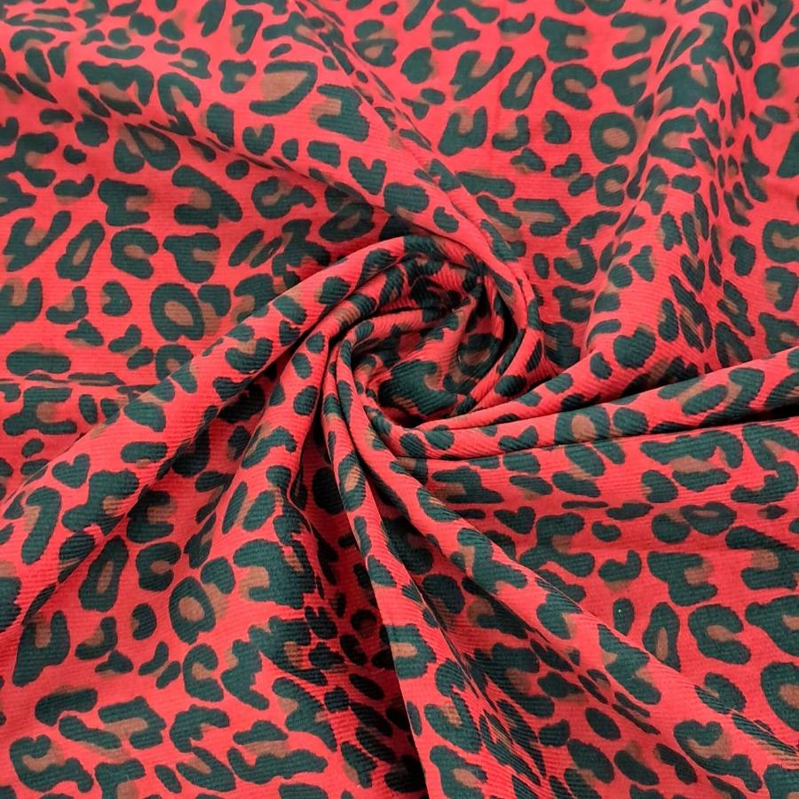 INGWE Dress Fabrics Red and Black Printed Corduroy Ingwe Fabric 110 cm (7664755048537)