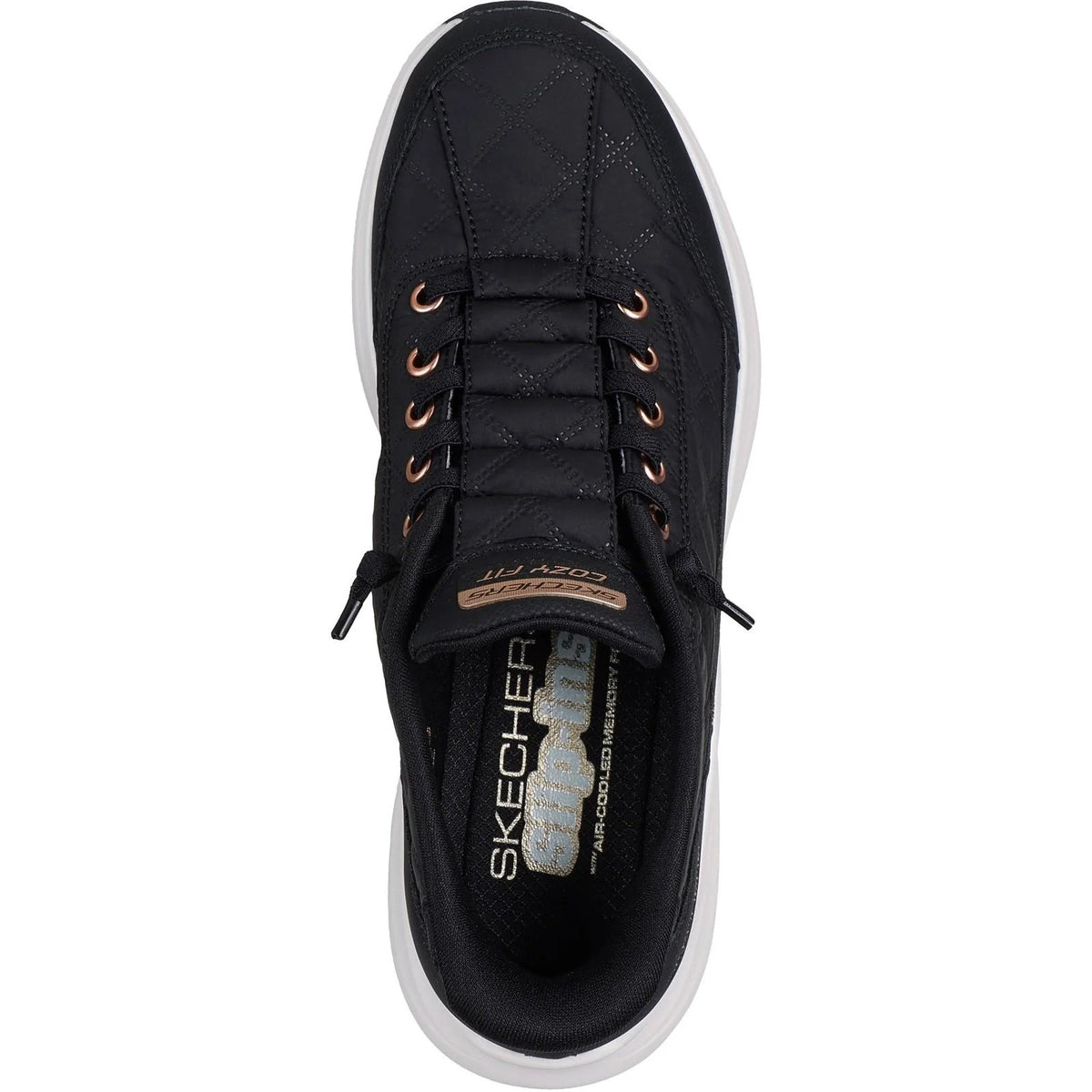 Skechers Women's Wide Fit Slip-ins Contour Foam Sneakers-Black/Rose Gold 150413