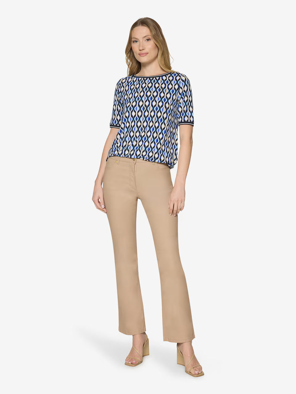 Betty Barclay 70s Geometric Print Shirt-Blue/Cream 2742/1752