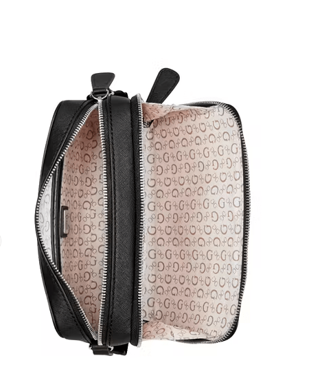 Guess Ladies Handbags Guess Haddington Mini Double Zip Crossbody Black (7795006341209)