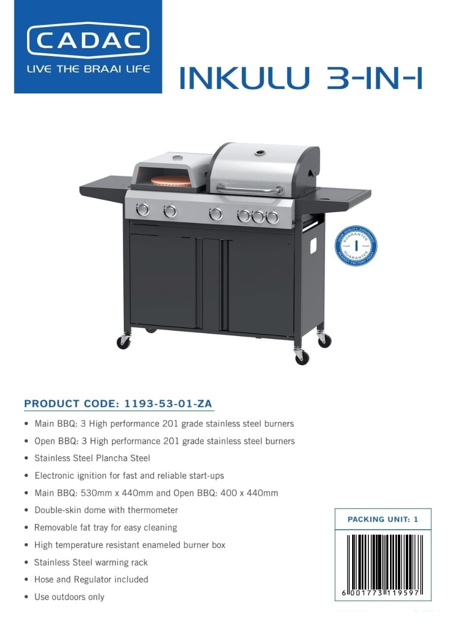 Cadac BRAAI STAND Cadac Inkulu 3-in -1 Gas Braai 1193-53-01-ZA