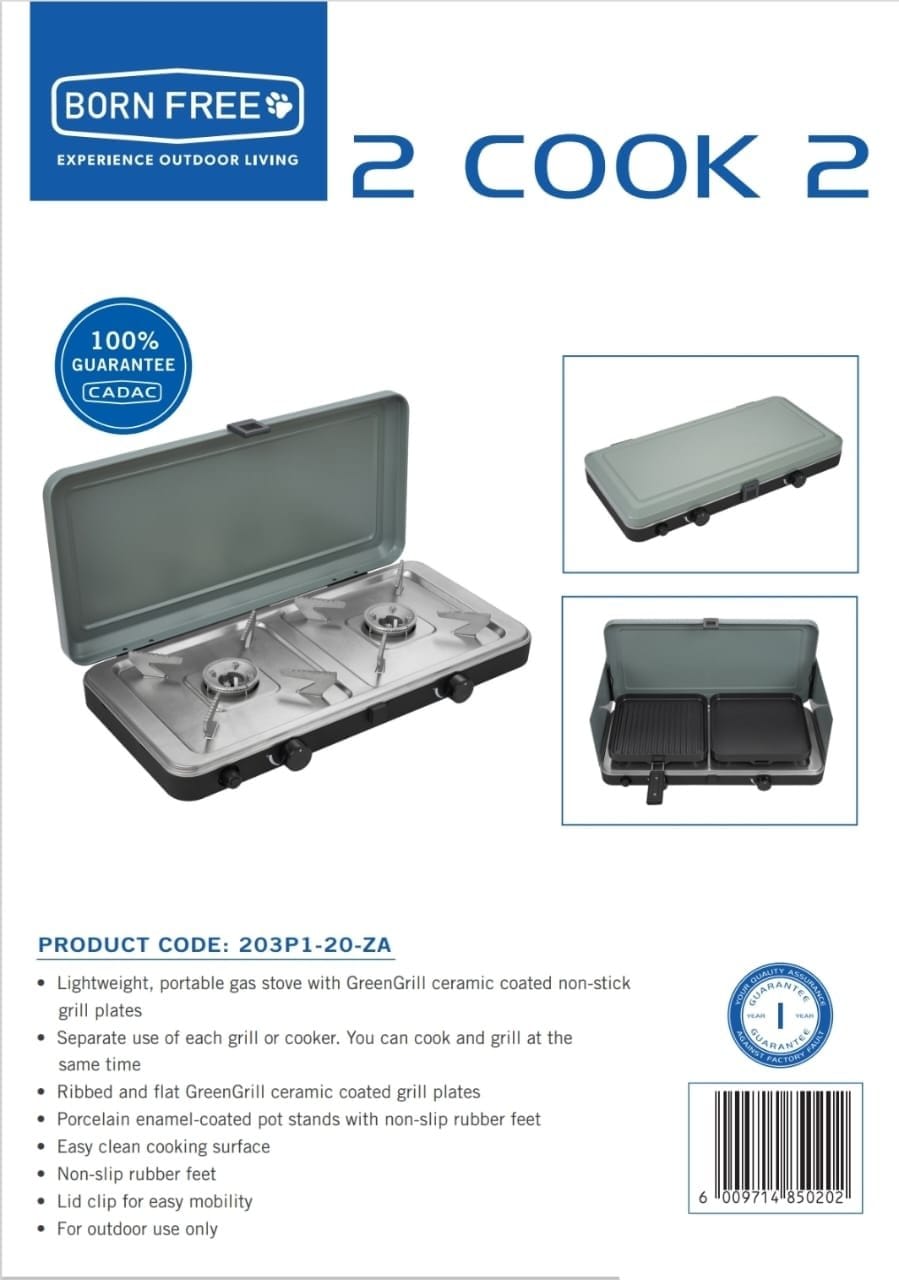 Cadac Gas Hob Cadac Born Free Gas 2 Cook 2 203P1-20-ZA (7888828203097)