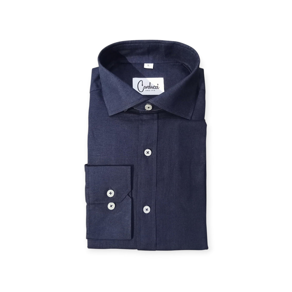 Carducci Shirts Carducci Men's Linen Long Sleeve Shirt Navy