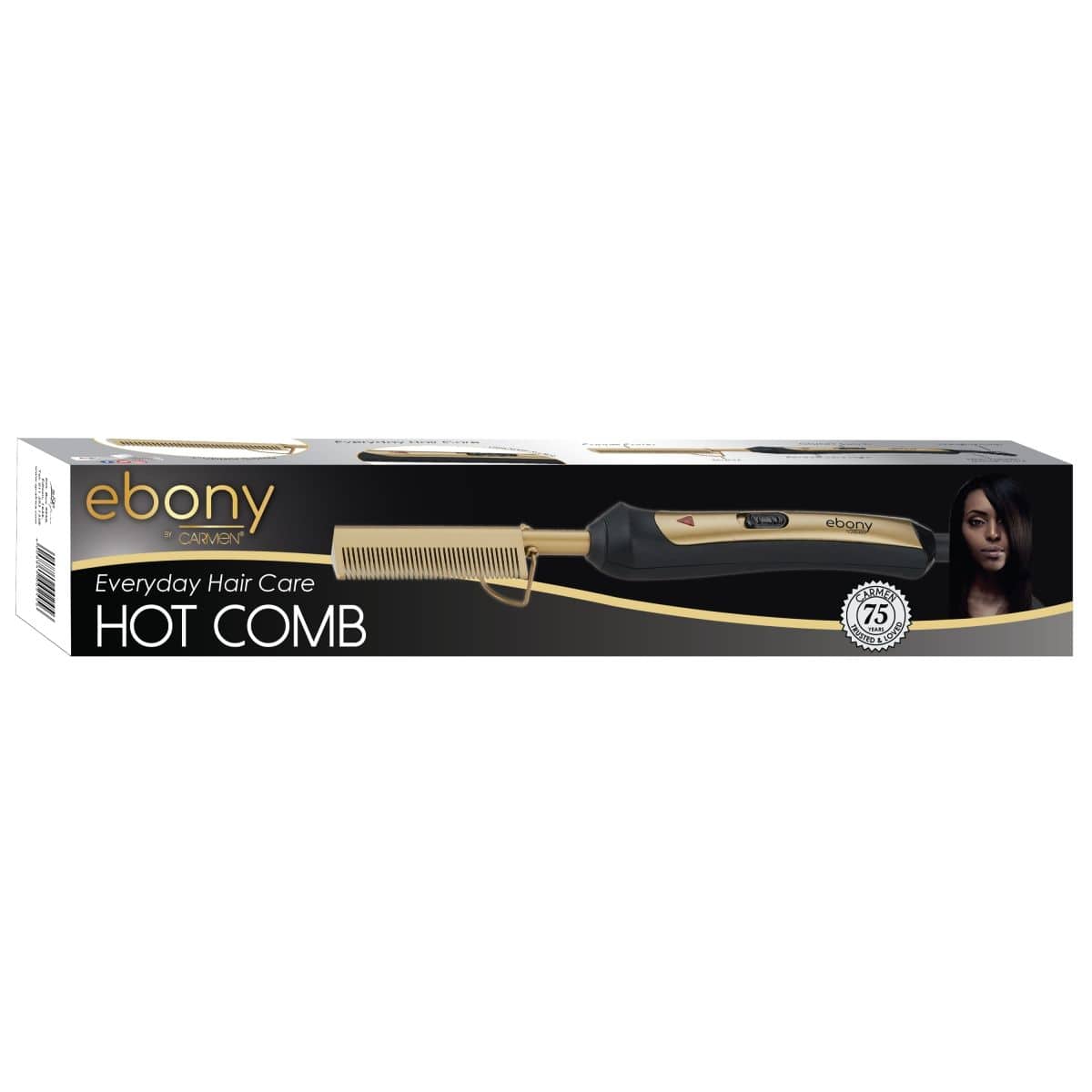 Carmen HAIR DRYER Carmen Ebony 30W Hot Comb Black & Gold SEL-1161 (7790642266201)