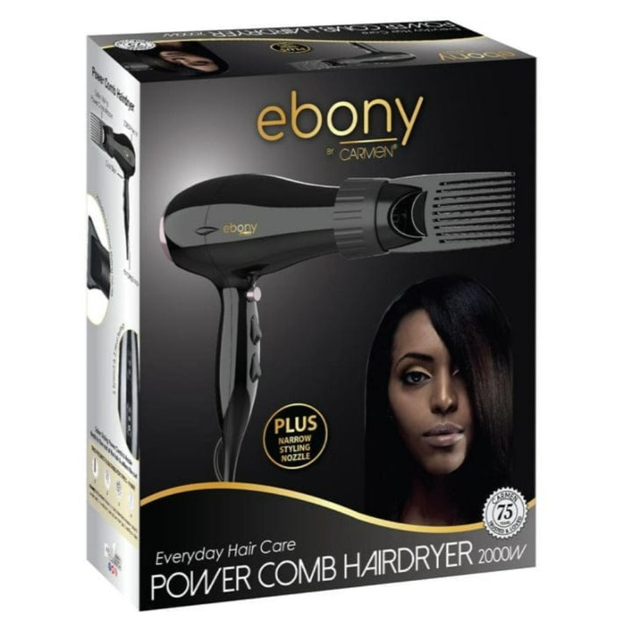 Carmen HAIR DRYER Carmen Ebony By Carmen Power Comb Hairdryer 2000W SEL-1938 (7312161505369)