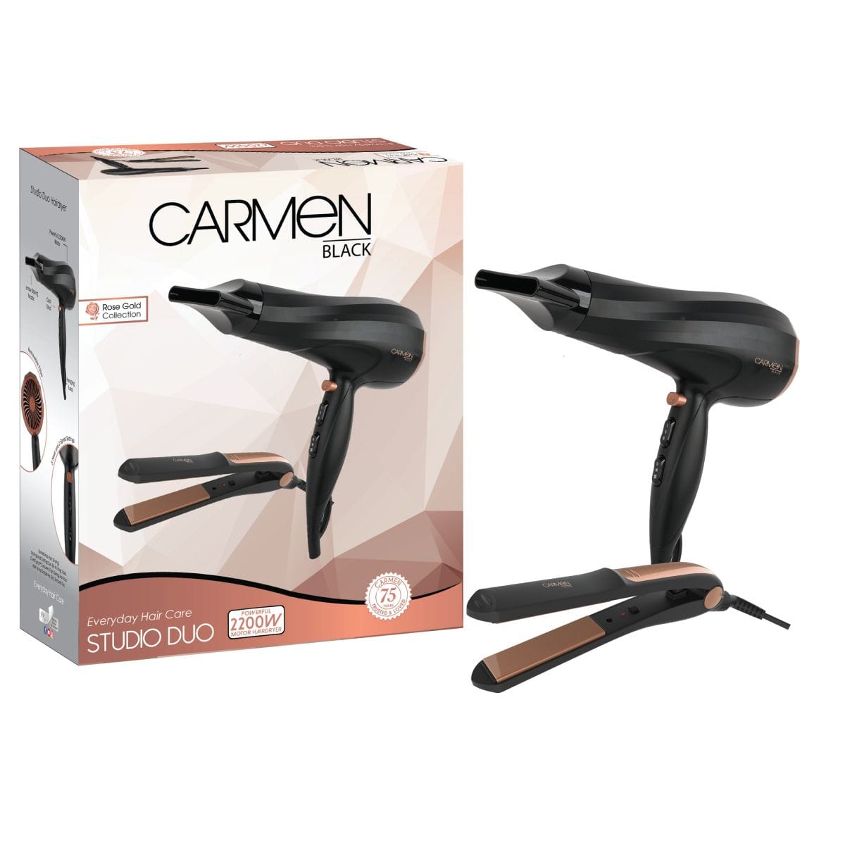 Carmen HAIR DRYER Carmen Hair Dryer & Straightener Set | Rose Gold Collection SEL-1937 (7312144105561)