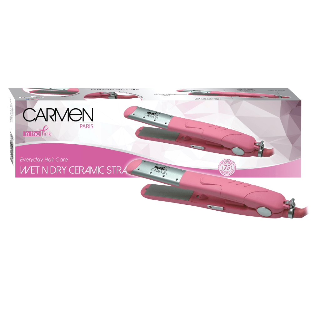 Carmen HAIR DRYER Carmen Wet 'n Dry Ceramic Straightener Pink SEL-1238 (7312131162201)