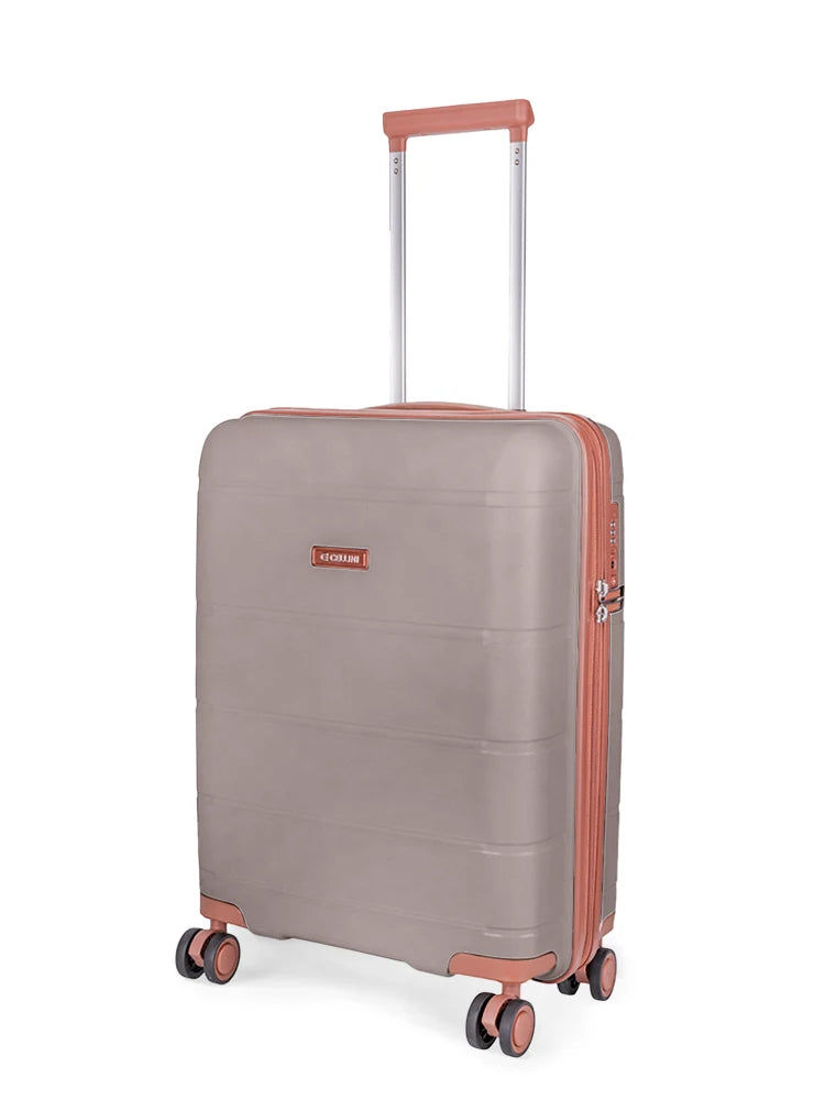Cellini Monte Carlo Carry On 4 Wheel Trolley Case-Mink/Tan 8555522