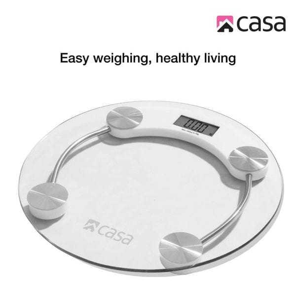 CASA BATHROOM SCALE Casa Electronic Bathroom Body Weight Glass Scale Round CJGS11