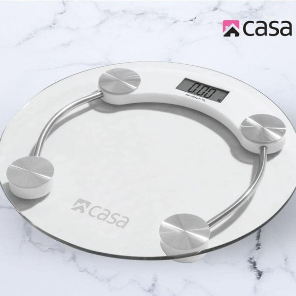 CASA BATHROOM SCALE Casa Electronic Bathroom Body Weight Glass Scale Round CJGS11