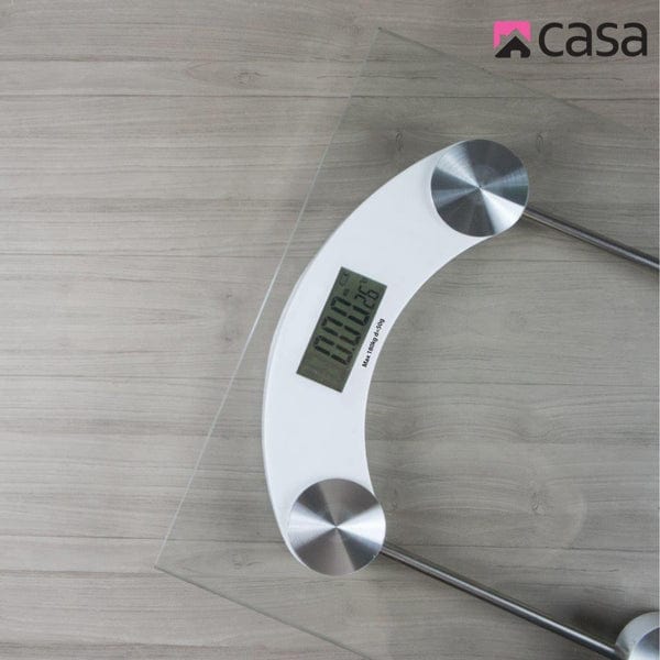CASA BATHROOM SCALE Casa Electronic Bathroom Body Weight Glass Scale Square Rounded Corners CJGS10