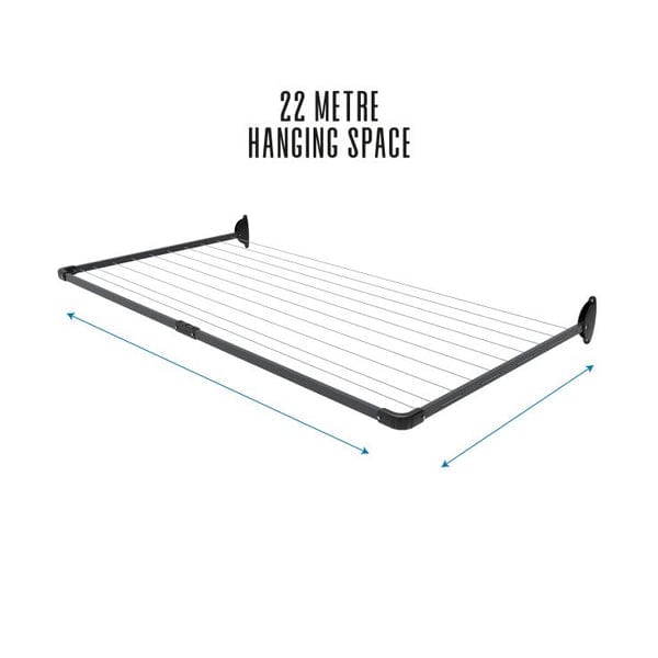 CASA CLOTHES LINE Casa 10 Line Single Fold Down Wall Mounted Clothesline 22m CLFDSG (4708928356441)