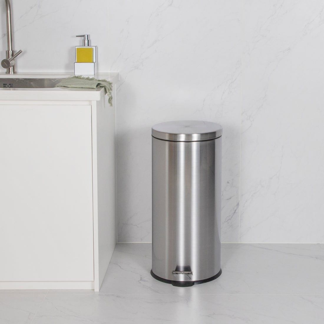 CASA DUST BIN Casa Roma 30L Stainless Steel Pedal Bin Silver KB7035-30LS (7616120356953)