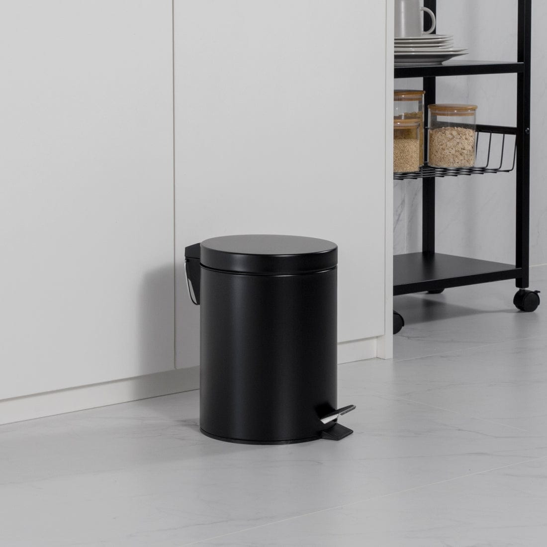 CASA DUST BIN Casa Roma 5L Steel Pedal Bin Black Matte KB7035-5LB (7616135463001)