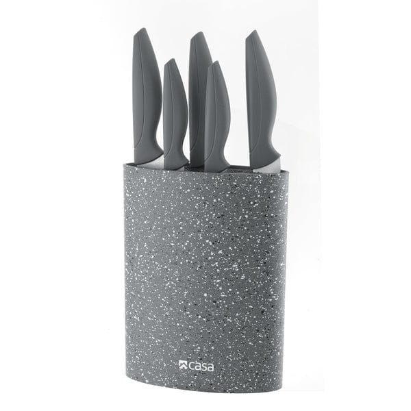 CASA Knife Block Casa Marble Firenze Knife & Block Grey 5 Piece CAKBS21