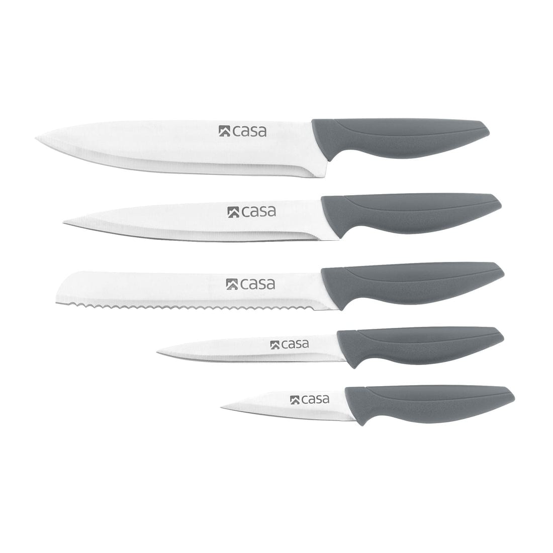 CASA Knife Block Casa Marble Firenze Knife & Block Grey 5 Piece CAKBS21