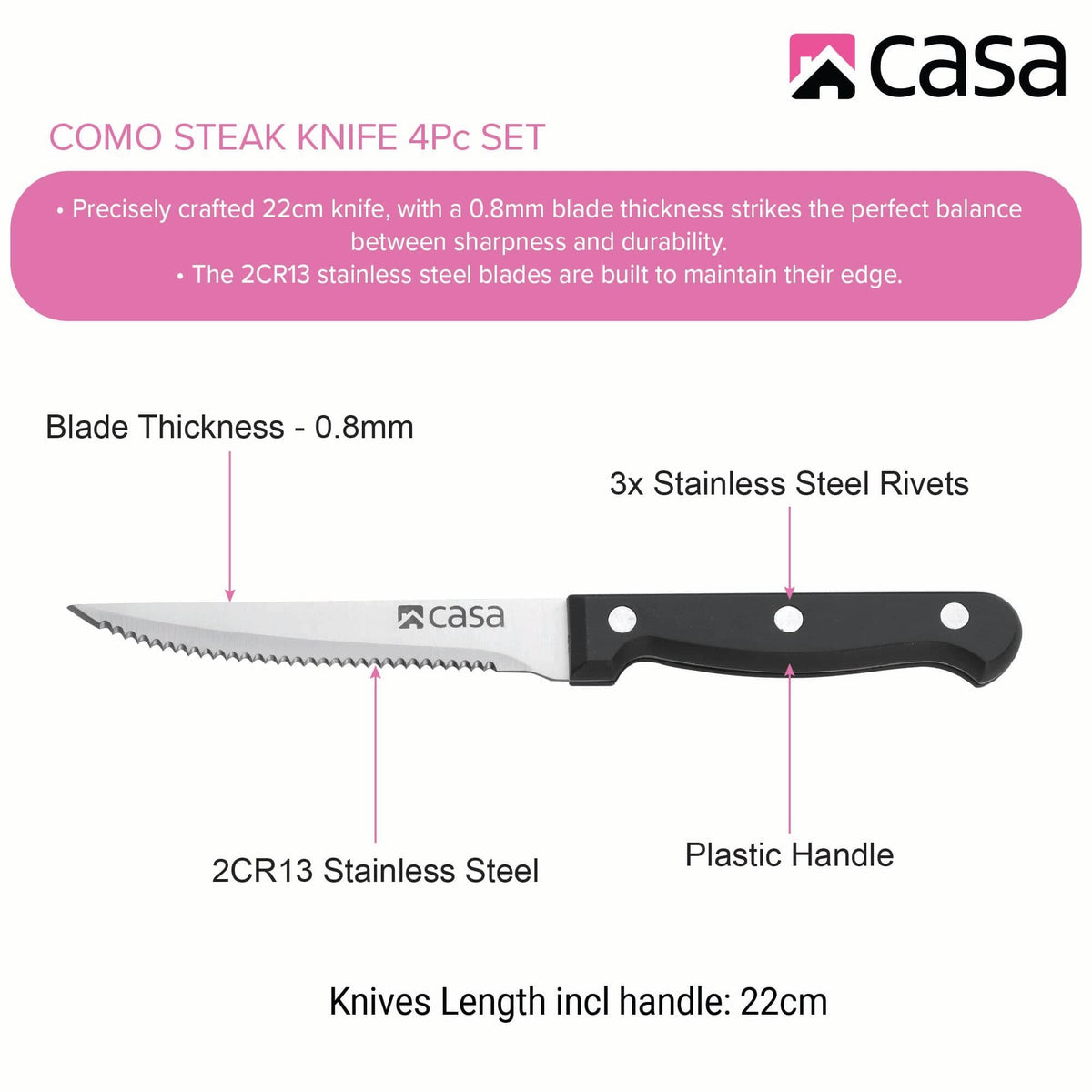 CASA Knife Casa Como Steak Knife Set Piece CAKS07