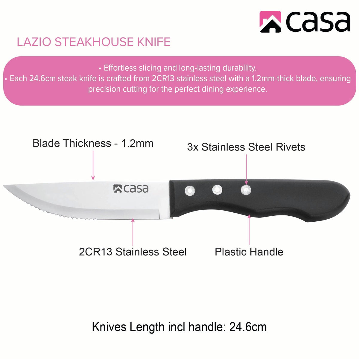 CASA Knife Casa Lazio Steakhouse Knife Set Piece CAKS06