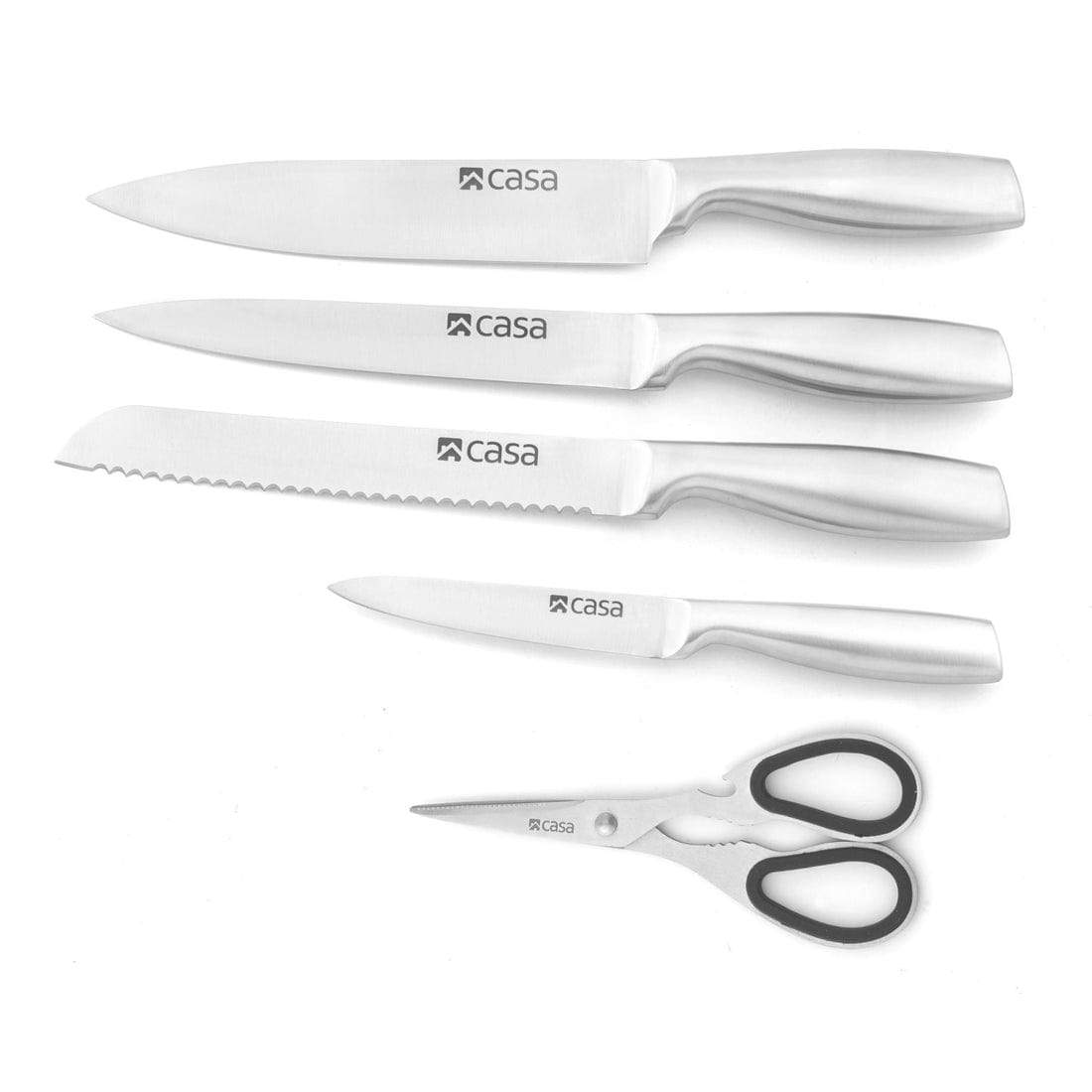 CASA Knife Casa Stainless Steel Palermo Knife Set & Block 6 Piece CAKBS20