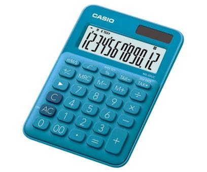 CASIO CALCULATOR Casio 12-Digit Mini Desk Calculator Blue MS-20UC-BU